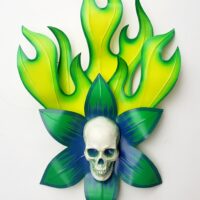 Flaming Skull - Green