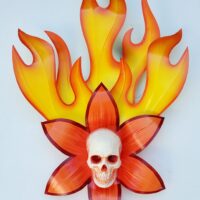 Flaming Skull- Orange
